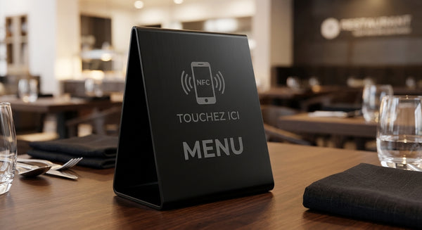 Chevalet NFC de table « Touchez ici » Menu