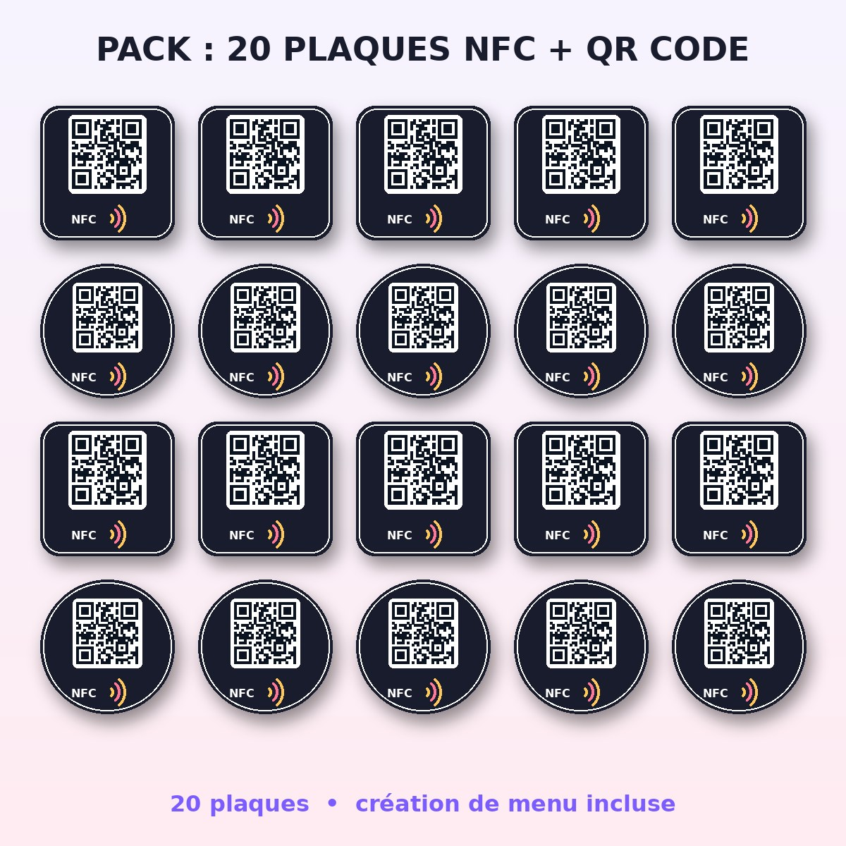 Pack création de menu + 20 plaques NFC