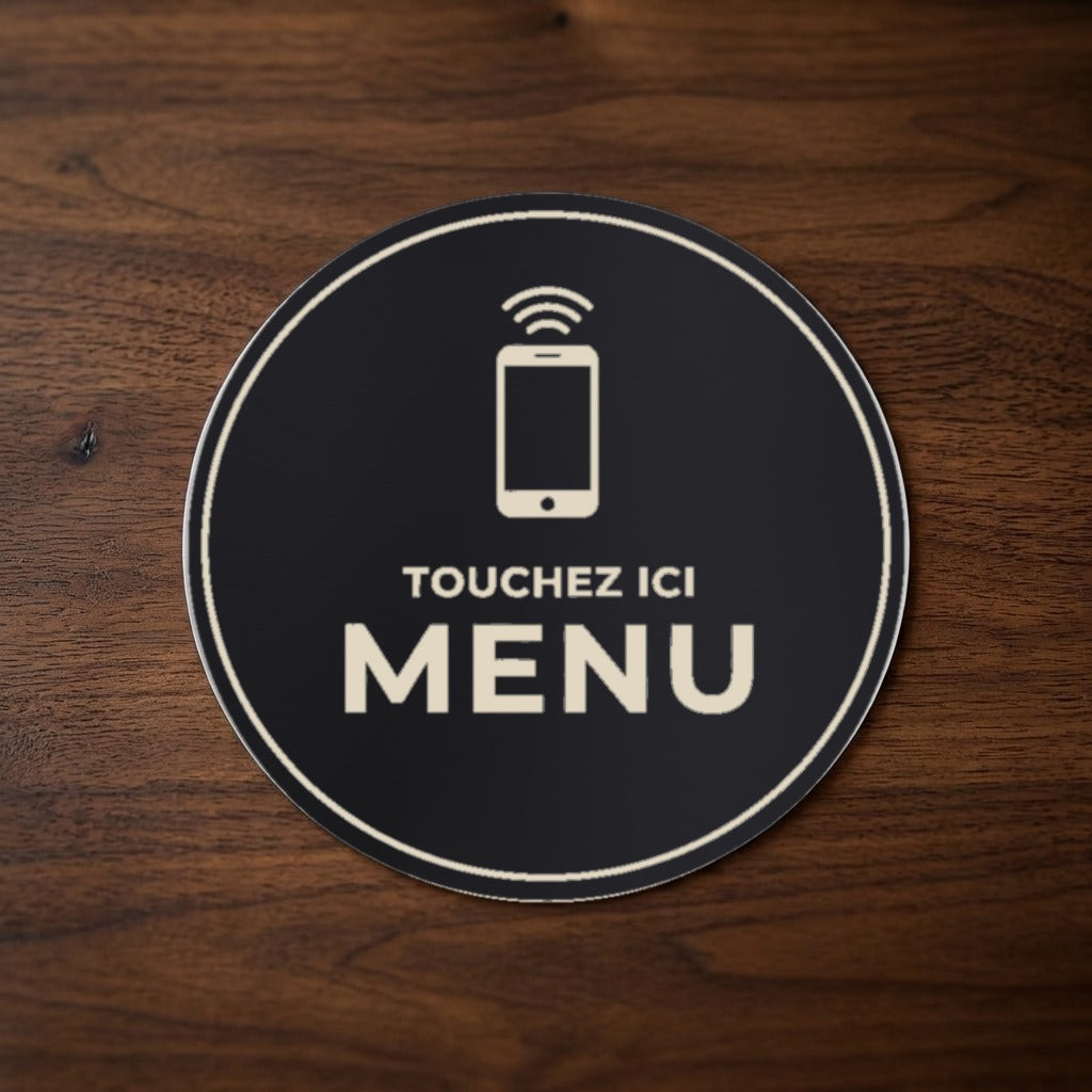 Plaque NFC ronde noir mat